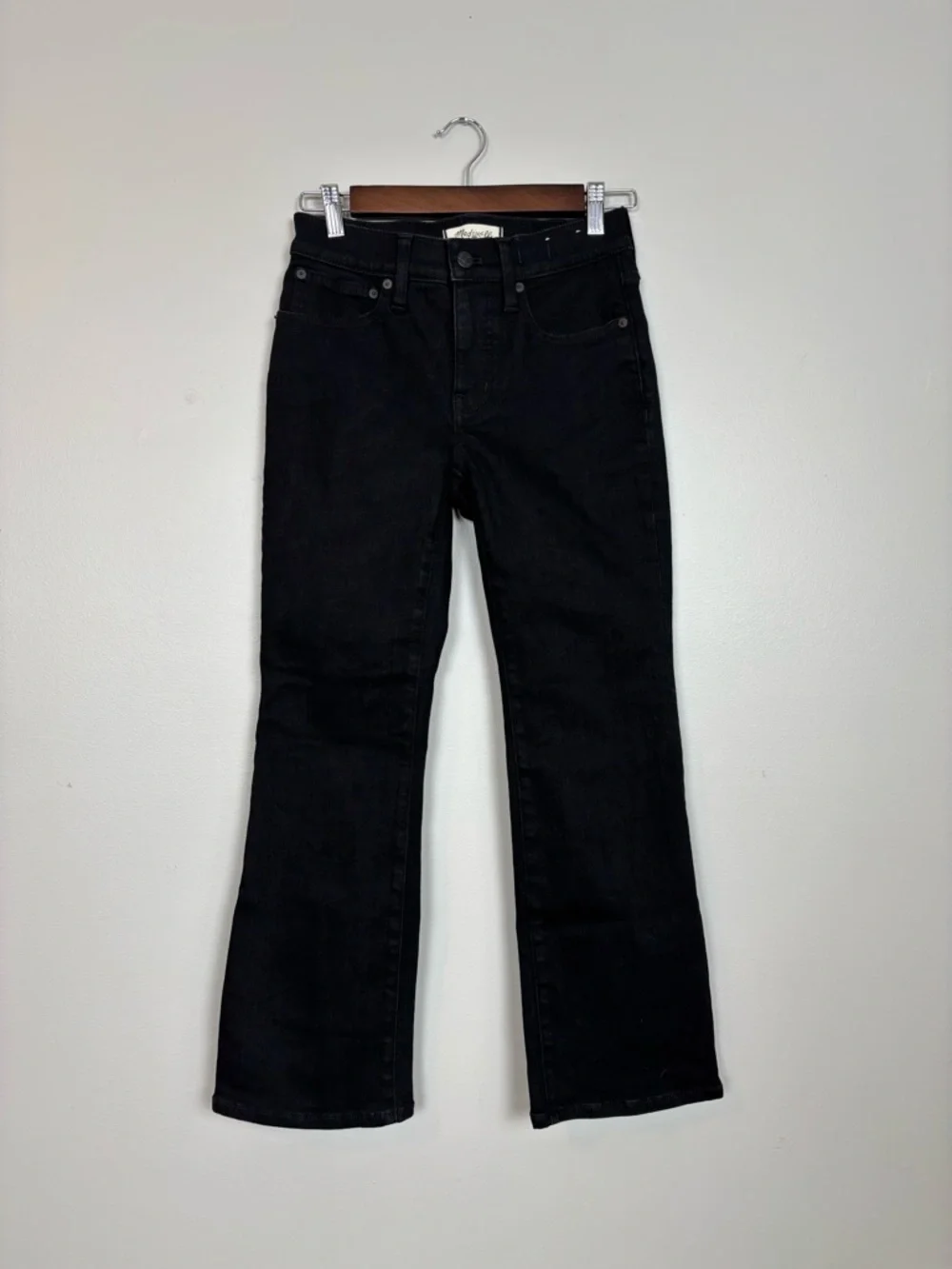 Madewell Jeans Womens 25 Petite Black Mid Rise Kick Out Denim